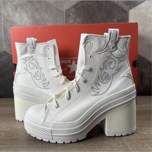 Converse Chuck 70 De Luxe Heel Western Hi Platform A10335C VIN White Women 8 NWB
